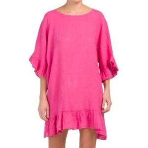 NWOT Pink Linen Oversized ruffle Dress XL